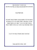 Tổ chức hoạt động ngoại khóa về ứng dụng kĩ thuật của các kiến thức chương cơ sở nhiệt động lực học vật lí 10 THPT nhằm phát triển năng lực sáng tạo cho học sinh​ 
