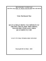 Quản lí hoạt động tài chính ở các trường trung học phổ thông thành phố vĩnh long theo quan điểm tự chủ​ 