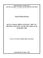 Quản Lí Hoạt Động Giáo Dục Trẻ Các Trường Mầm Non Tại Huyện Chợ Lách, Tỉnh Bến Tre