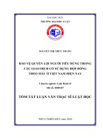 Tóm tắt luận văn thạc sĩ luật học bảo vệ quyền lợi người tiêu dùng trong các giao dịch có sử dụng hợp đồng theo mẫu ở việt nam hiện nay 