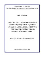 Thiết kế hoạt động trải nghiệm trong dạy học môn tự nhiên và xã hội lớp ba tại các trường tiểu học quận bình thạnh, thành phố hồ chí minh​ 