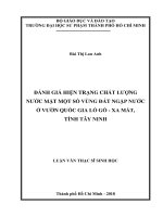 Đánh giá hiện trạng chất lượng nước mặt một số vùng đất ngập nước ở vườn quốc gia lò gò   xa mát, tỉnh tây ninh​ 
