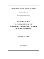 Tương tác tâm lý trong hoạt động học tập của sinh viên trường đại học sư phạm thành phố hồ chí minh 