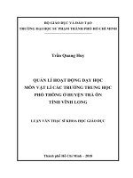 Quản lí hoạt động dạy học môn vật lí các trường trung học phổ thông ở huyện trà ôn tỉnh vĩnh long 