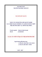 Tóm tắt luận án tiến sĩ nhân tố ảnh hưởng đến quyết định lựa chọn mạng di động của khách hàng trên thị trường khu vực bình trị thiên 