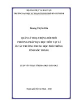 Quản Lý Hoạt Động Đổi Mới Phương Pháp Dạy Học Môn Vật Lí Ở Các Trường Trung Học Phổ Thông Tỉnh
