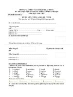 Đề thi chọn HSG Tiếng Anh 8 - Năm học 2016-2017