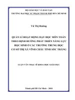 Quản lí hoạt động dạy học môn toán theo định hướng phát triển năng lực học sinh ở các trường trung học cơ sở thị xã vĩnh châu tỉnh sóc trăng​ 