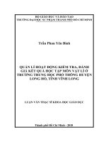 Quản lí hoạt động kiểm tra, đánh giá kết quả học tập môn vật lí ở trường trung học phổ thông huyện long hồ, tỉnh vĩnh long​ 
