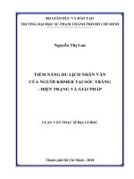 Tiềm năng du lịch nhân văn của người khmer tại sóc trăng   hiện trạng và giải pháp 