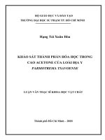 Khảo Sát Thành Phần Hóa Học Trong Cao Acetone Của Loài Địa Y Parmotrema Tsavoense