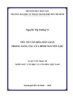 Yếu tố văn hóa dân gian trong sáng tác của bình nguyên lộc 