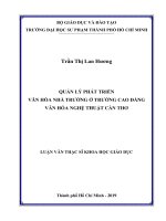 Quản lý phát triển văn hóa nhà trường ở trường cao đẳng văn hóa nghệ thuật cần thơ 
