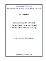 Kỹ Năng Quản Lý Cảm Xúc Của Học Sinh Trung Học Cơ Sở Trong Giao Tiếp Với Cha Mẹ
