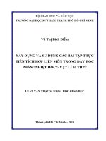 Xây dựng và sử dụng các bài tập thực tiễn tích hợp liên môn trong dạy học phần nhiệt học   vật lí 10 