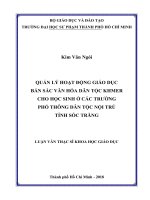Quản Lý Hoạt Động Giáo Dục Bản Sắc Văn Hóa Dân Tộc Khmer Cho Học Sinh Ở Các Trường Phổ Thông Dân Tộc