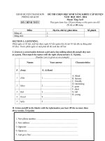 Đề thi chọn học sinh năng khiếu Tiếng anh 8 - Phòng GD-ĐT Thanh Sơn