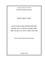 Quản Lý Hoạt Động Hỗ Trợ Sinh Viên Nội Trú Tại Các Trường Đại Học Theo Tiếp Cận Quản Lý Chất Lượng