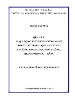 Quản Lý Hoạt Động Ứng Dụng Công Nghệ Thông Tin Trong Quản Lý Ở Các Trường Trung Học Phổ Thông