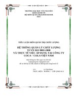 Hệ thống quản lý chất lượng TCVN ISO 9001 2008 và thực tế việc áp dụng tại công ty coca – cola việt nam 