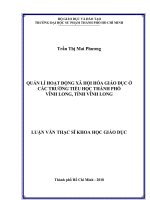 Quản lí hoạt động xã hội hóa giáo dục ở các trường tiểu học thành phố vĩnh long, tỉnh vĩnh long 