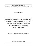 Quản Lí Sự Phối Hợp Giáo Dục Học Sinh Của Giáo Viên Chủ Nhiệm Và Cha Mẹ Học Sinh Ở Các Trường