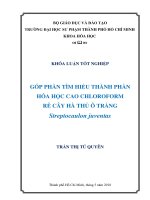 Góp Phần Tìm Hiểu Thành Phần Hóa Học Cao Chloroform Rễ Cây Hà Thủ Ô Trắng