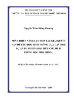Phát triển năng lực hợp tác giải quyết vấn đề cho học sinh thông qua dạy học dự án phần hóa học hữu cơ lớp 11 trung học phổ thông​ 