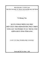 Quản Lí Hoạt Động Dạy Học Môn Toán Theo Định Hướng Phát Triển Năng Lực Người Học Ở Các Trung Tâm