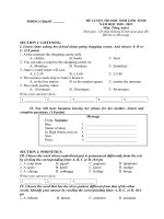 Đề luyện thi học sinh giỏi Tiếng anh 6 - Đề 08 - Năm học 2018-2019