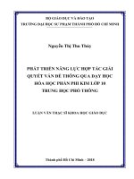 Phát triển năng lực hợp tác giải quyết vấn đề thông qua dạy học hóa học phần phi kim lớp 10 trung học phổ thông​ 