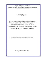 Quản Lý Hoạt Động Dạy Học Các Môn Khoa Học Tự Nhiên Theo Hướng Tích Hợp Ở Các Trường Trung Học Cơ Sở