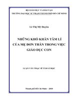 Những Khó Khăn Tâm Lí Của Mẹ Đơn Thân Trong Việc Giáo Dục Con