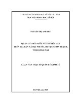 Quản lý nhà nước về thu hồi đất trên địa bàn xã đại phước, huyện nhơn trạch, tỉnh đồng nai  