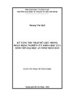 Kỹ Năng Thu Thập Dữ Liệu Trong Hoạt Động Nghiên Cứu Khoa Học Của Sinh Viên Đại Học An Ninh Nhân Dân