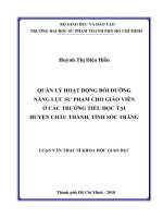 Quản Lý Hoạt Động Bồi Dưỡng Năng Lực Sư Phạm Cho Giáo Viên Ở Các Trường Tiểu Học Tại Huyện