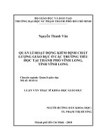 Quản Lí Hoạt Động Kiểm Định Chất Lượng Giáo Dục Ở Các Trường Tiểu Học Tại Thành Phố Vĩnh Long