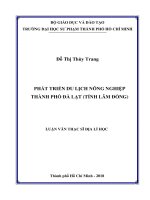 Phát Triển Du Lịch Nông Nghiệp Thành Phố Đà Lạt (Tỉnh Lâm Đồng)
