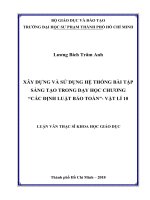 Xây dựng và sử dụng hệ thống bài tập sáng tạo trong dạy học chương các định luật bảo toàn vật lí 10 