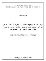 Quản Lí Hoạt Động Giáo Dục Đạo Đức Cho Học Sinh Các Trường Trung Học Cơ Sở Tại Thành Phố Vĩnh Long