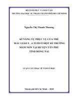 Kĩ Năng Tự Phục Vụ Của Trẻ Mẫu Giáo 5 - 6 Tuổi Ở Một Số Trường Mầm Non Tại Huyện Tân Phú Tỉnh