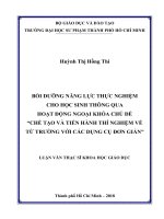 Bồi Dưỡng Năng Lực Thực Nghiệm Cho Học Sinh Thông Qua Hoạt Động Ngoại Khóa Chủ Đề Chế Tạo