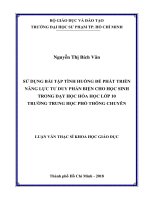 Sử Dụng Bài Tập Tình Huống Để Phát Triển Năng Lực Tư Duy Phản Biện Cho Học Sinh Trong Dạy Học Hóa