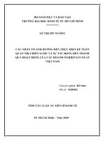 Các nhân tố ảnh hưởng đến thực hiện kế toán quản trị chiến lược và sự tác động đến thành quả hoạt động của các doanh nghiệp sản xuất việt nam tt 