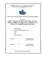 Tiểu luận Thực trạng áp dụng bộ tiêu chuẩn trách nhiệm xã hội về lao động của công ty wondo sài gòn