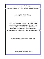 Giáo dục kĩ năng sống cho học sinh trung học cơ sở thông qua mạng xã hội ở các trung tâm giáo dục kĩ năng sống tại thành phố hồ chí minh​ 