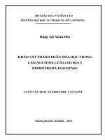 Khảo sát thành phần hóa học trong cao acetone của loài địa y parmotrema tsavoense 