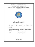 Thuế và Kế toán Thuế tài nguyên, Thuế bảo vệ môi trường - Thảo luận kế toán thuế - Đại học Thương Mại
