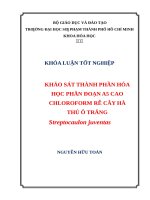 khảo sát thành phần hóa học phân đoạn a5 cao chloroform rễ cây hà thủ ô trắng streptocaulon juventas 