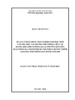 Quản lý hoạt động trải nghiệm cho học sinh cấp tiểu học tại trường phổ thông liên cấp hanoi adelaide school (h a s), phường kim liên, quận đống đa, thành phố hà nội theo chương trình giáo dục phổ thông ban hành năm 2018 